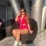 Set Minda roz compus din costum de baie si fusta lunga vaporoasa