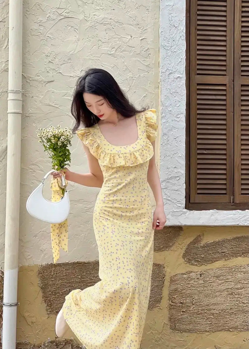Rochie Maribelle cu decolteu patrat si volanase