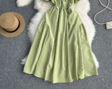 Rochie Sistela verde masliniu cu maneci scurte bufante