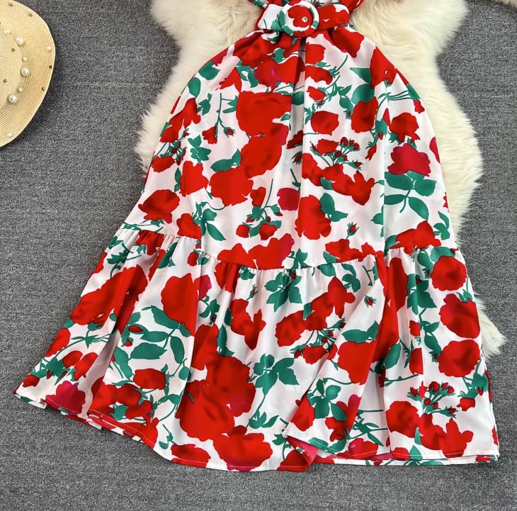 Rochie Gamma alba cu imprimeu floral si curea accesorizata