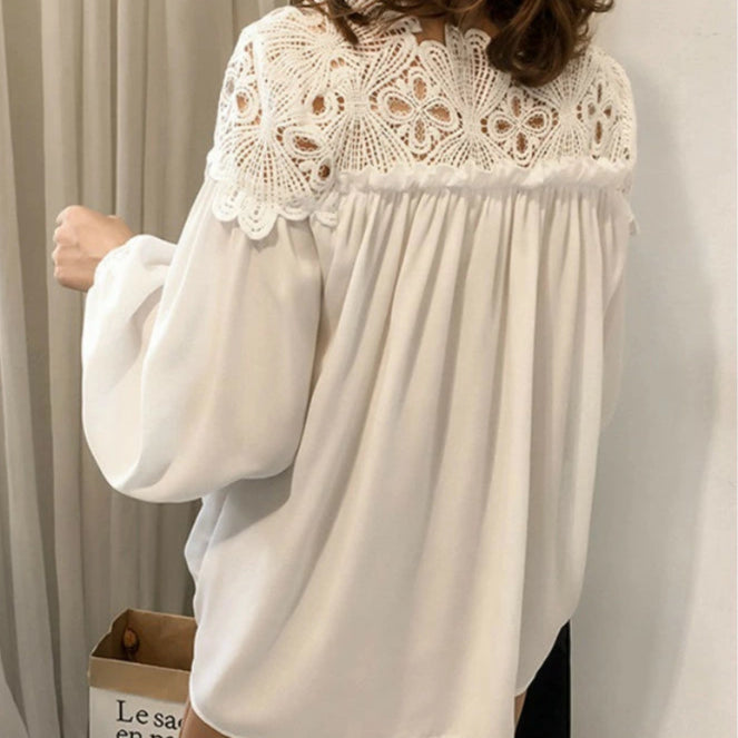 Bluza Blera cu maneci lungi si dantela brodata