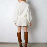 Set tricotat Frida - compus din bluza si fusta cu pliuri