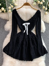 Rochie tricotata Trinna cu accesoriu fundita