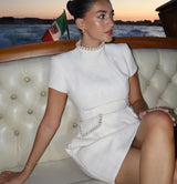 Rochie Fretya din tweed cu perle