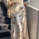 Fusta Sellah din satin cu imprimeu floral multicolor