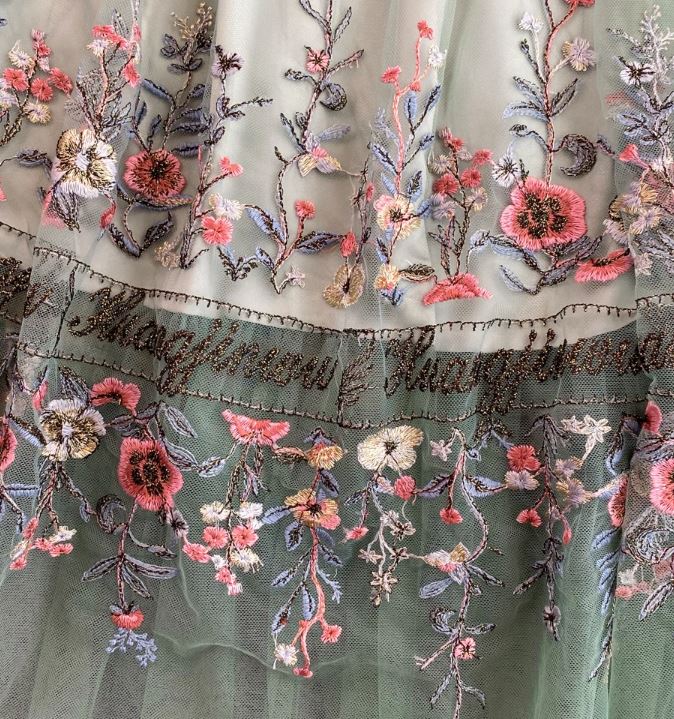 Rochie Laila verde cu broderie florala