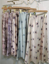 Fusta Sellah din satin cu imprimeu floral multicolor