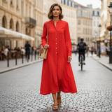 Rochie midi Helsy tip camasa cu cordon in talie