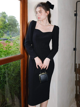 Rochie Blanche neagra cu umeri bufanti si fermoar metalic in spate