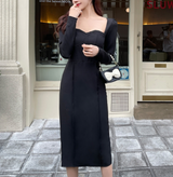 Rochie Blanche neagra cu umeri bufanti si fermoar metalic in spate