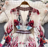 Rochie Oshea crem cu nasturi si imprimeu floral