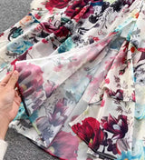 Rochie Oshea crem cu nasturi si imprimeu floral