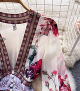 Rochie Oshea crem cu nasturi si imprimeu floral
