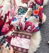 Rochie Oshea crem cu nasturi si imprimeu floral