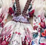 Rochie Oshea crem cu nasturi si imprimeu floral