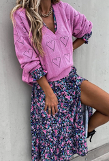 Rochie Naya cu imprimeu floral si nasturi imbracati