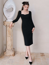 Rochie Blanche neagra cu umeri bufanti si fermoar metalic in spate