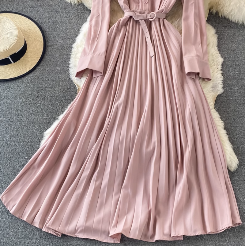 Rochie Bailey roz cu curea accesorizata