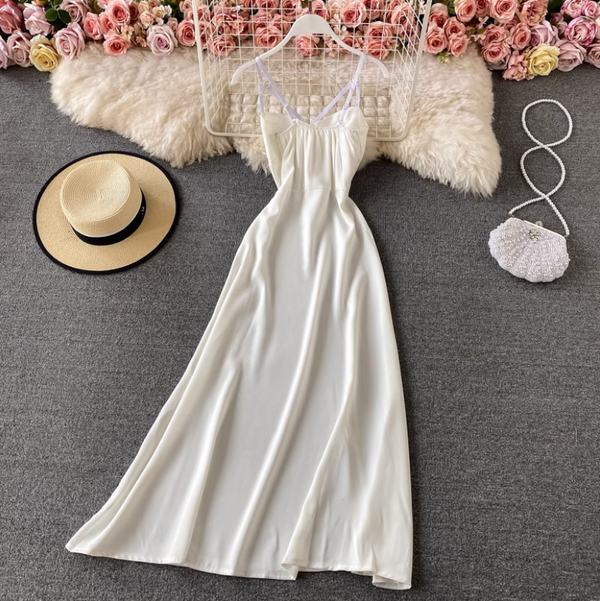 Rochie Henna alba cu bretele reglabile si fermoar lateral