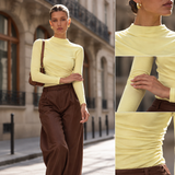 Bluza Lia cu guler inalt, detaliu drapat