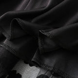 Fusta midi Lusha neagra cu aplicatii florale si fata reversibila