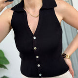 Top Cerise din tricot reiat si nasturi functionali