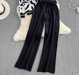 Set Abani negru din tricot compus din pantaloni si jerseu cu animal print