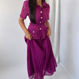 Set elegant Salem violet - compus din fusta plisata si top din dantela