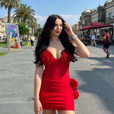 Costum de baie Bentley cu bretele subtiri si aplicatii tip floare