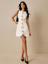 Rochie Katty mini cu nasturi metalici