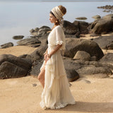 Rochie midi Aylora cu volanase si decolteu adanc