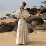 Rochie midi Aylora cu volanase si decolteu adanc
