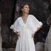 Rochie midi Aylora cu volanase si decolteu adanc