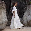 Rochie midi Aylora cu volanase si decolteu adanc