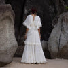 Rochie midi Aylora cu volanase si decolteu adanc