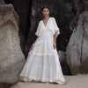 Rochie midi Aylora cu volanase si decolteu adanc