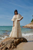 Rochie midi Aylora cu volanase si decolteu adanc