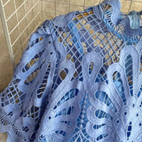 Rochie Ophelia albastru din dantela brodata