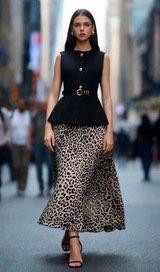 Fusta midi Hyara cu animal print