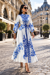Rochie Getta cu imprimeu deosebit si curea accesorizata
