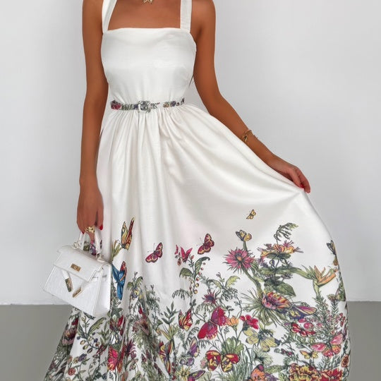 Rochie Audry cu bretele late si curea accesorizata