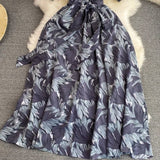 Rochie Onissia gri cu imprimeu si cordon accesorizat