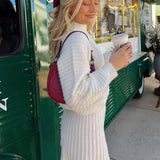 Set tricotat Frida - compus din bluza si fusta cu pliuri