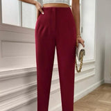 Pantaloni Jemma visini cu talie inalta, croiala conica si pense