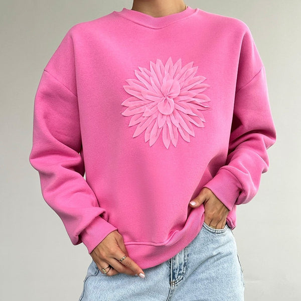 Bluza kylie roz cu detaliu floral 3D