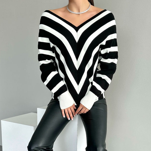 Bluza Yvette in dungi cu umeri goi