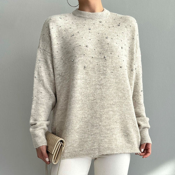 Pulover Jeanne din tricot accesorizat cu pietre