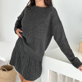 Set tricotat Lirra - compus din bluza si fusta cu pliuri