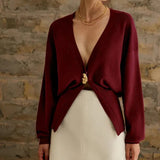 Jerseu Lyriel din tricot cu nasture metalic auriu