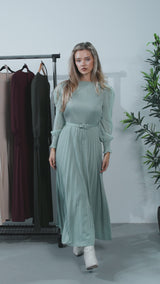 Rochie Orsa verde - cu pliuri  - curea inclusa